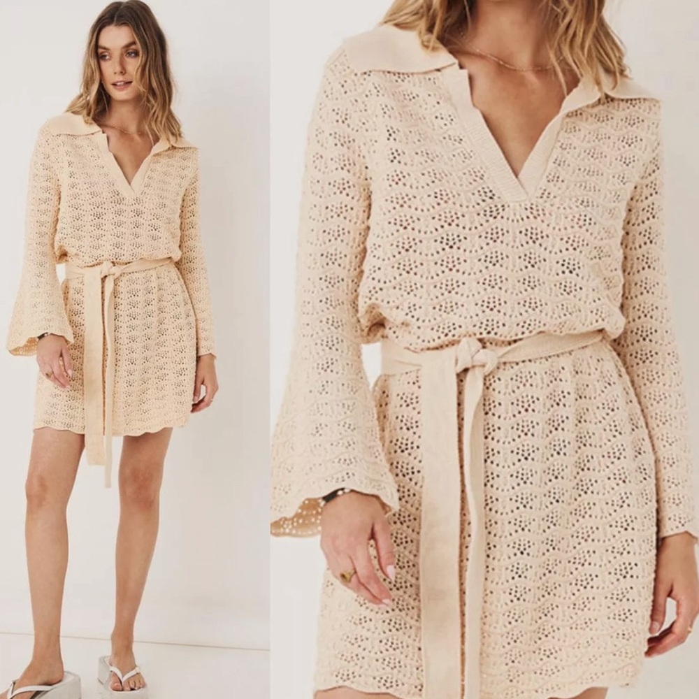 SPELL NWT Road to Paradise knit dress wheat. size small.